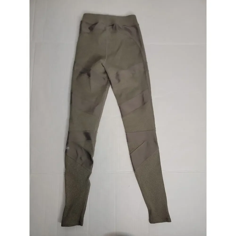 Alo Yoga Olive Branch Green Athletic Athleisure Sporty Level Up Leggings SZ XS